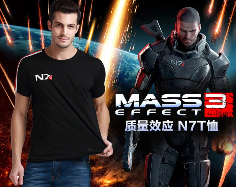 N7 Mass Effect 3 футболка для мужчин системы военный альянс эмблема игровой Топ с
