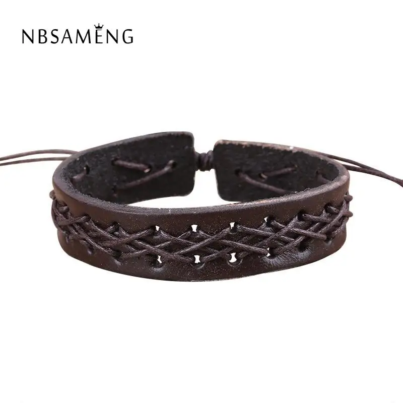 

Drop Shipping Hot 2018 New Mens Jewelry Fashion Men/Women Punk Bracelets Bangles Braided Leather Rope Retro Bracelet Wholesale