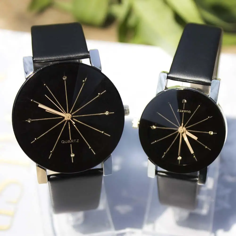 

Fashion Men's Women Stainless Steel Leather Band Quartz Analog Wrist Watches