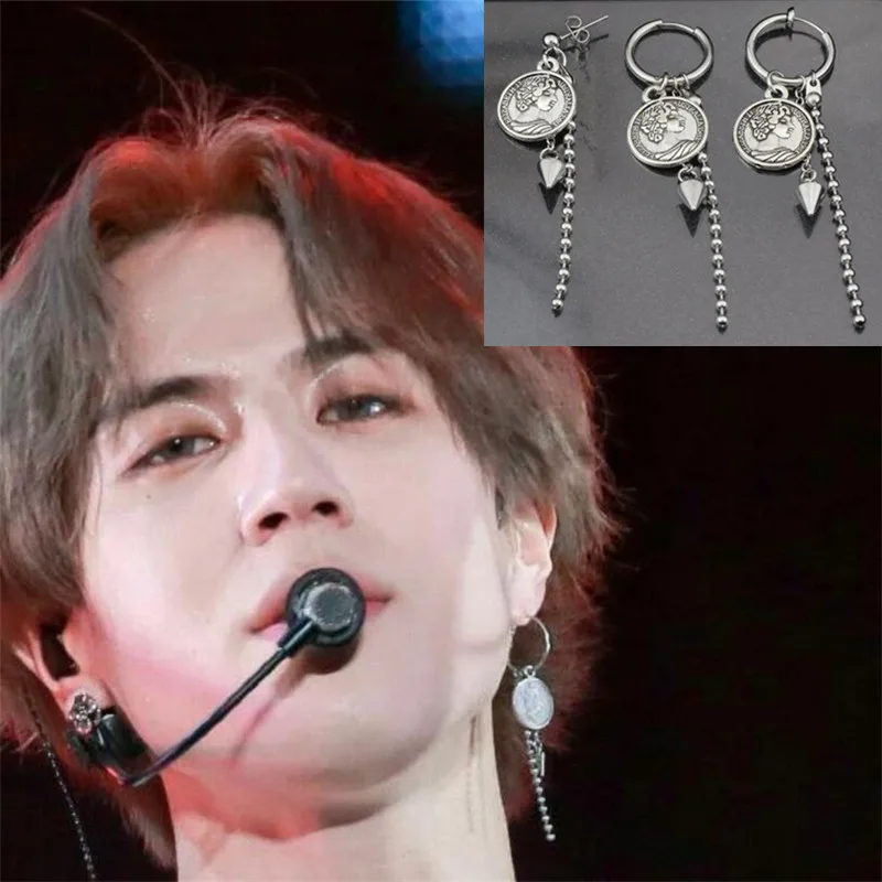 

KPOP DNA Korean Star V New 1 Pair Bangtan Boys Album JIMIN Wing Stud Earrings fashion jewelry Stainless steel Earrings Jewelry