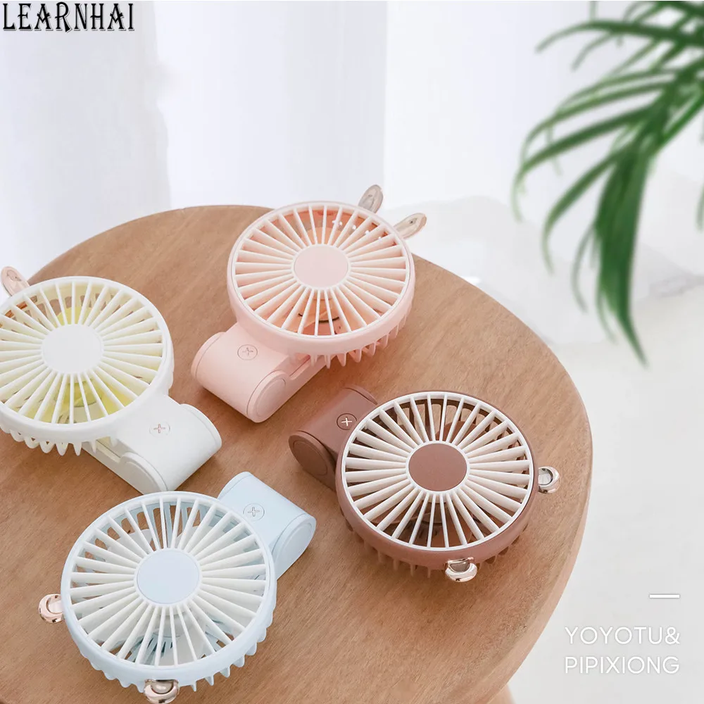 

LEARNHAI New Products Folding Handheld And Desktop Portable Mini USB Battery Operated Leisurely Rabbit Pipo Bear Fan For Outdoor