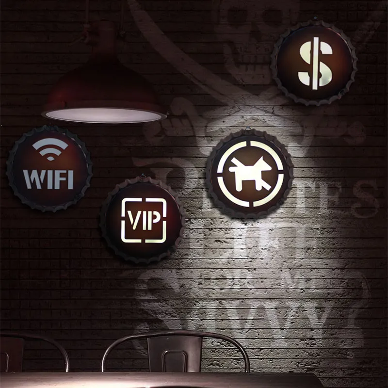 Wifi светодиодный пивной колпачок, металлическая настенная декоративная пластина, светильник для бара, аксессуары для украшения дома, светодиодный светильник