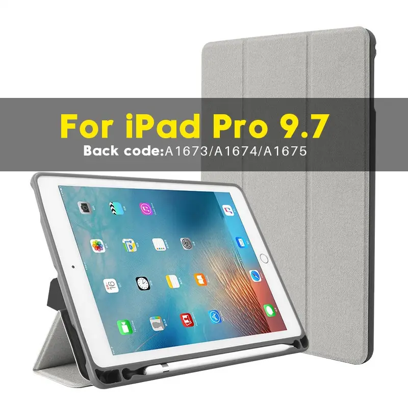 Чехол для iPad Pro 9,7 дюйма с Apple Pencil Holder ZEAMAR кожаный смарт-чехол с магнитной подставкой силиконовый чехол-накладка Funda Capa - Цвет: For iPad Pro 9.7