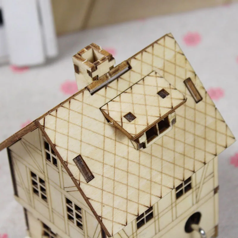 1 шт. DIY 3D Ручная деревянная музыкальная шкатулка в форме домика креативный подарок на день рождения для детей отличная музыкальная игрушка украшения для дома