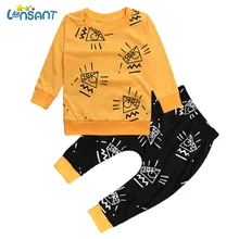 LONSANT футболка для новорожденных, штаны, леггинсы, шапка, комплект одежды в полоску, весенние топы+ штаны с рисунком, комплект одежды