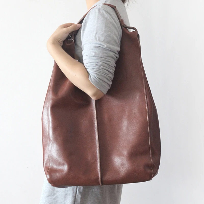 

handmade Genuine Leather Women Messenger Bag Cowhide Leather Handbags women's Tote big Bags ladies Handbag Female Shoulder Bag