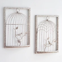 Rural metal three dimensional wall decoration creative retro iron cage clothing shop mural wall hangings