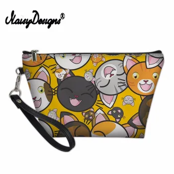 

Noisydesigns Waterproof Cosmetic Bag PU Makeup Pouch for Girls Daily Travel Organizer 3D Cat Printed Toiletry Bag Female Makeup