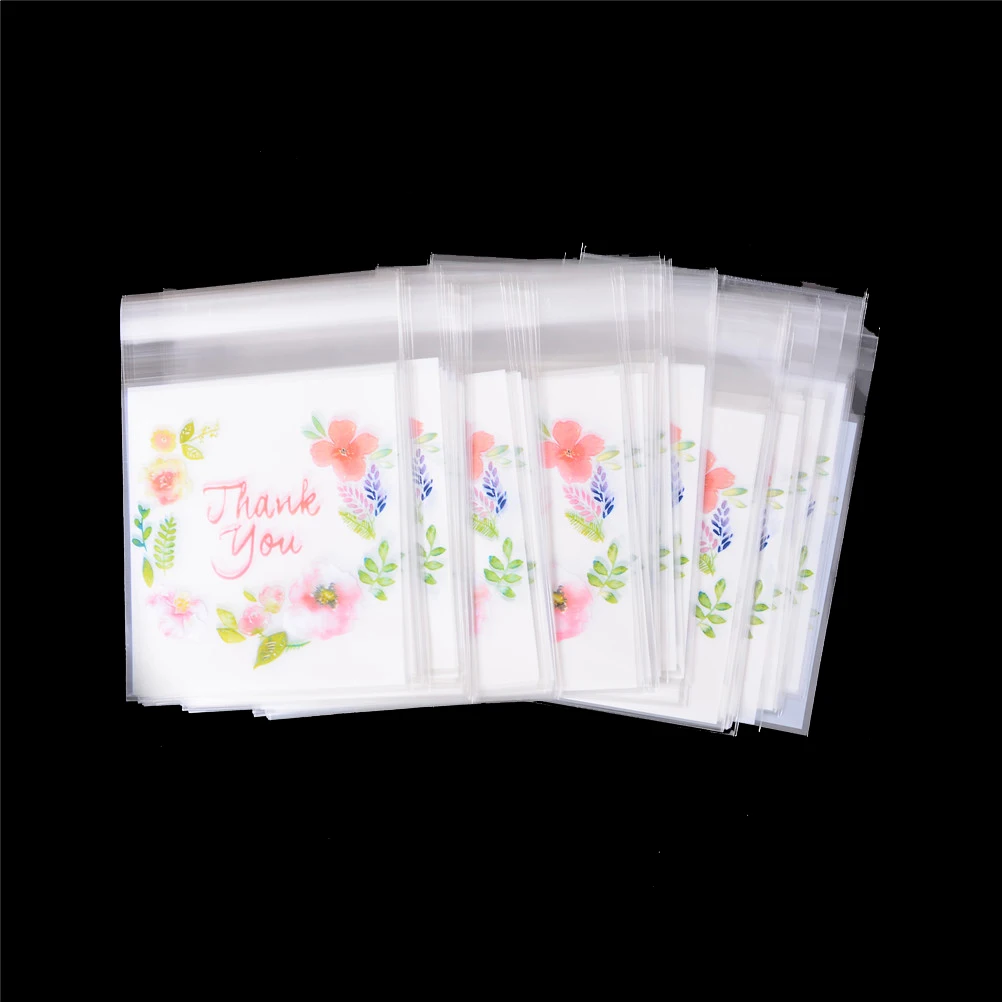 

100pcs Thank You Candy Cookie Bags Wedding Birthday Party Craft Plastic Biscuit Packaging Gift Bag 10x10cm Self-adhesive Thanks