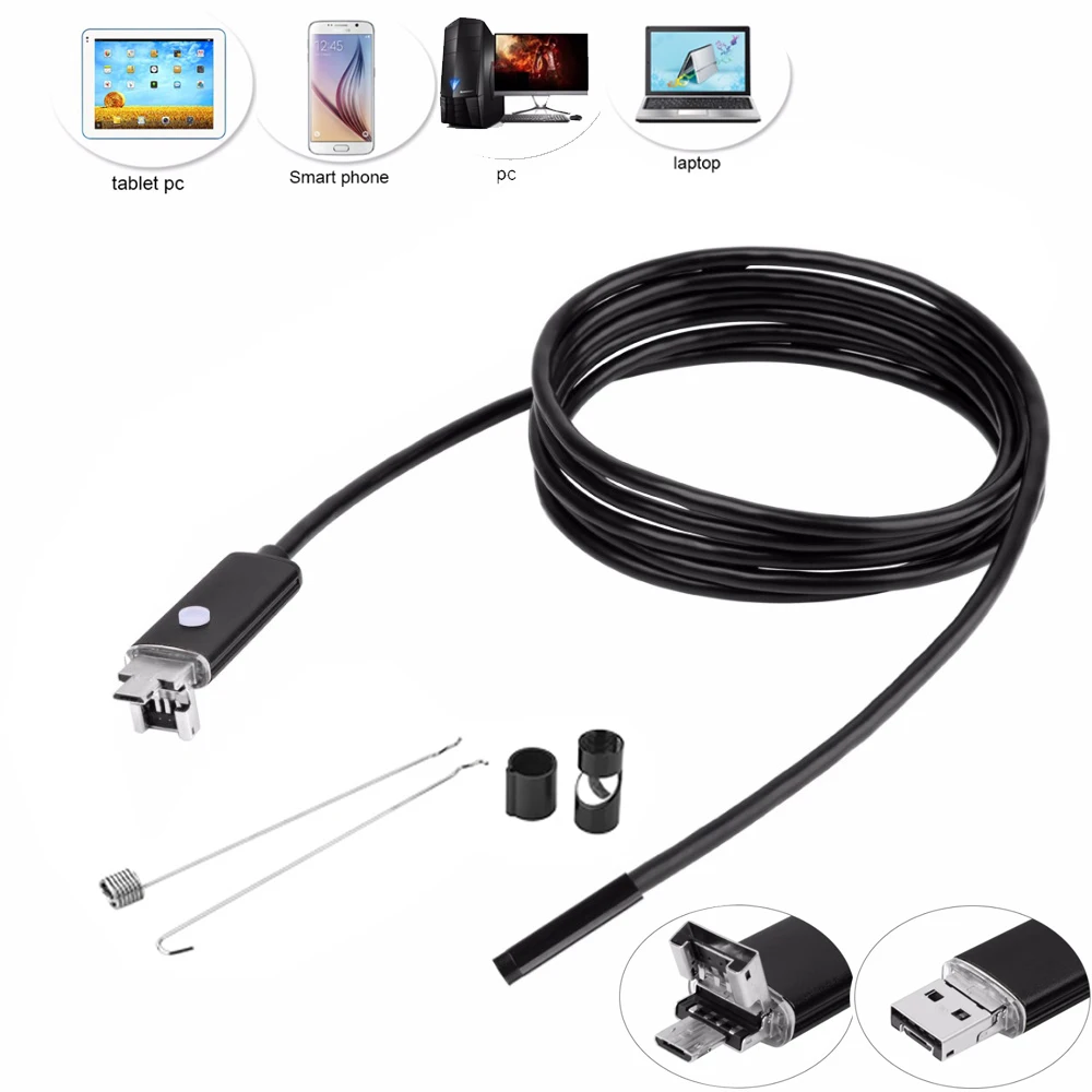 5,5 мм USB кабель Водонепроницаемый 6LED андроид эндоскоп 1 м 2 м 5 м 10 м эндоскоп камера