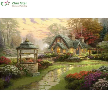 

DIY 3D Diamond Paiting Landscape Diamond Embroidery Cross Stitch House Flower Mosaic Kit Full Round Crystal Painting Room Decor