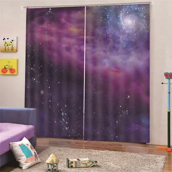 

Starry blackout Curtains For Living Room 3D Digital Print Modern Printed Organza Window bedroom Curtains Cortinas dropship M19