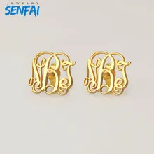Senfai из нержавеющей стали на заказ монограмма, инициалы 3 буквы серьги гвоздики именные серьги Модные ювелирные изделия для женщин лучший подарок