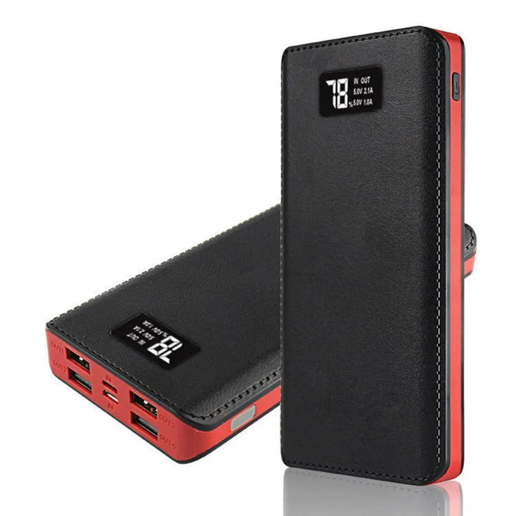 Многофункциональный портативный Банк питания 4 USB аварийная большая емкость 95% мощность 16000 mah/9600 mah/6000 mah зарядное устройство - Цвет: black red 16000mah