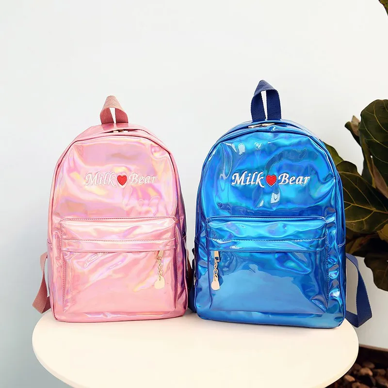 

new holographic backpack kids bagpack high school backpacks for teenage girls bookbags woman rucksack bag mochila bolsa feminina