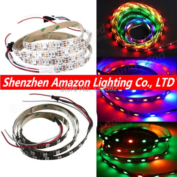 5 м WS2812B Smart пиксель rgb led strip черный/белый PCB 30/60 светодиодов/м WS2812 IC, WS2812B/M 30/60 пикселей IP30 IP67 DC5V