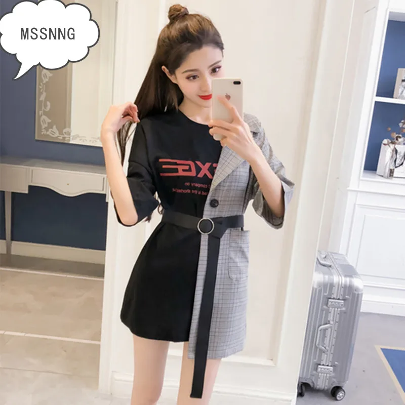 Da Estate для женщин модная черная одежда в клетку с надписью Vestito Allentato Style Freddo Abiti Tunica