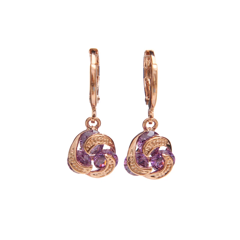 Pretty Light Purple Pendant Zircon Earring Wedding Dress Accessory For