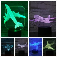 Модель Самолета USB 3d светодиодный ночной Светильник Иллюзия Lampara самолет детский подарок gece lambas пассажирский самолет настольная лампа прикроватная