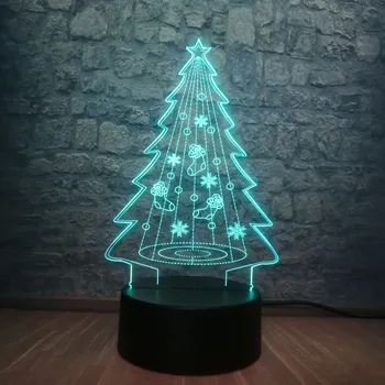 

3D Snow Star Tree LED Lamp RGB Lighting 7 Color Change Table Sleep Night Light Atmosphere Baby Girl Christmas Gift Bedroom Decor
