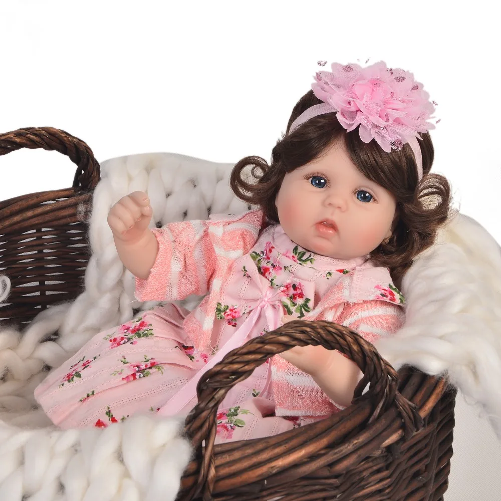 18 &quot43 см кудрявая девочка силиконовая кукла reborn игрушки для детей подарок на