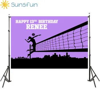

Sunsfun Photography Backdrop Basketball Court Theme Purple Birthday Celebration Background for Photo Studio Camera Fotografica