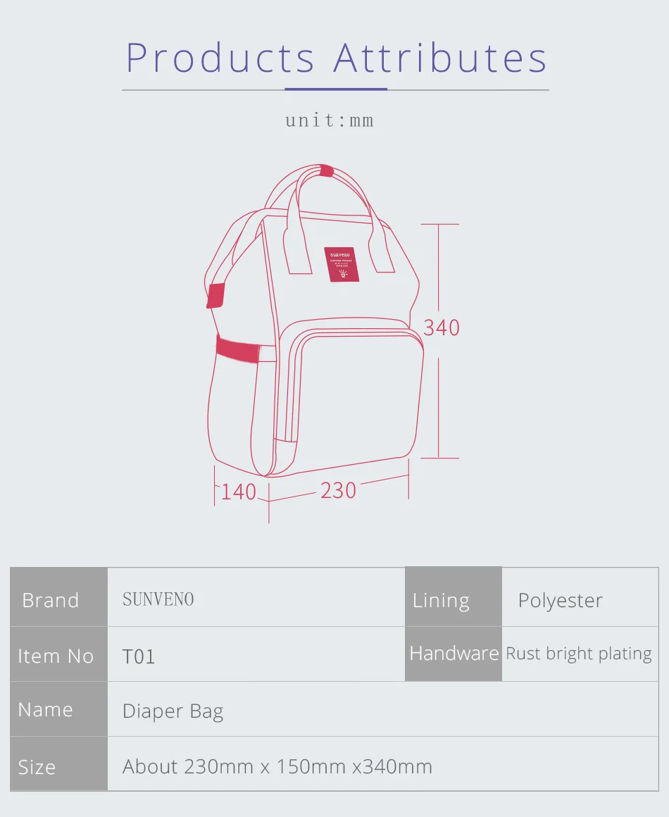 Sunveno самый популярный рюкзак для мамы Модная деткая сумка Бренд M/S размер детские сумки сумка для коляски для беременных	