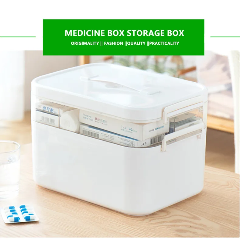 Домашняя портативная аптечка для первой помощи, многослойная медицинская коробка, пластиковый органайзер для хранения, большая емкость, многослойный медицинский сундук