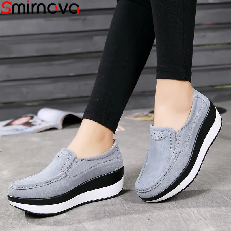 

Smirnova 2020 sneakers shoes women casual ladies shoes platform wedges shoes simple high heels shoes Thick sole elevator shoes
