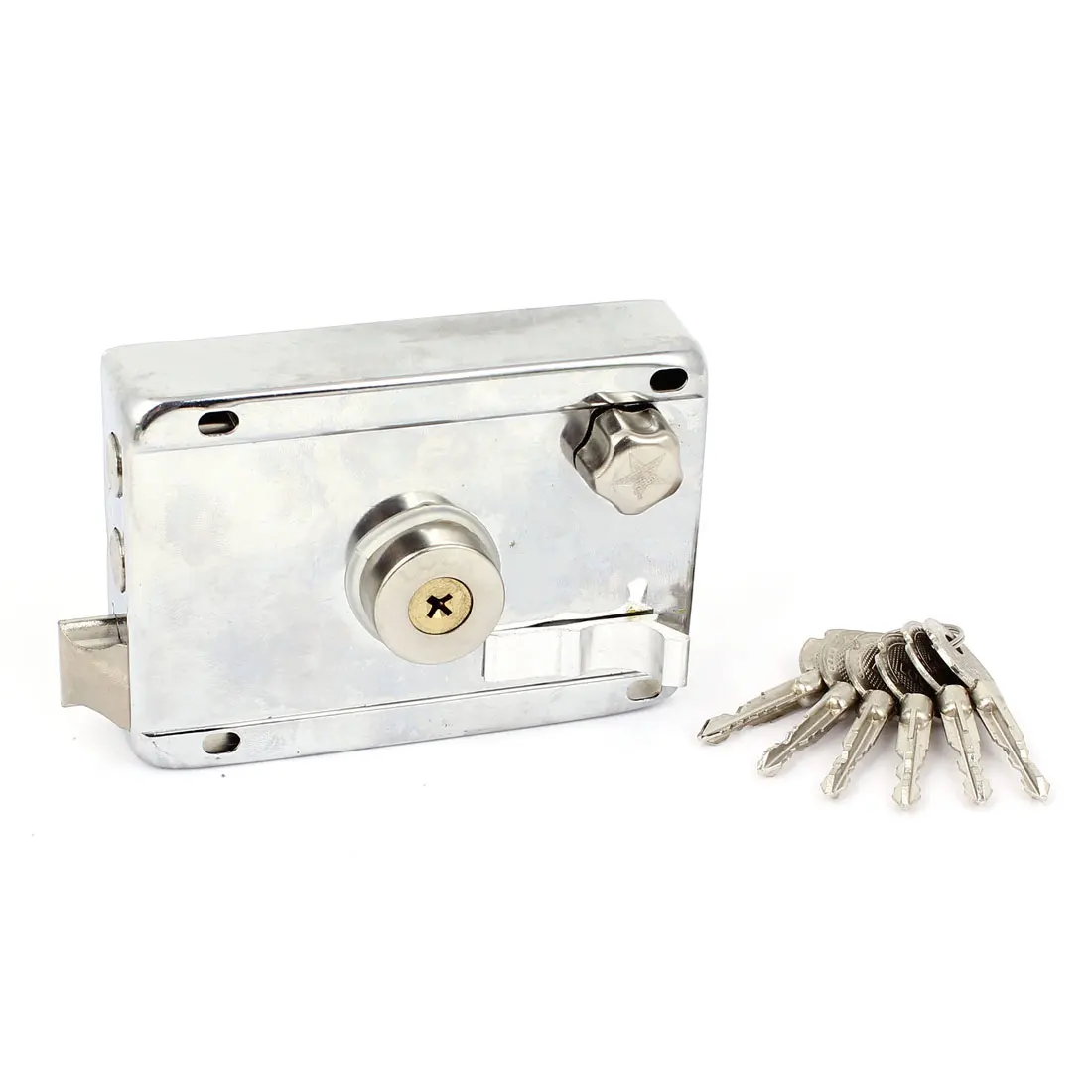 

Security Anti-theft Wooden Exterior Door Locks Silver Tone Cross Cylinder Deadbolt Rim Lock for Furniture Hardware