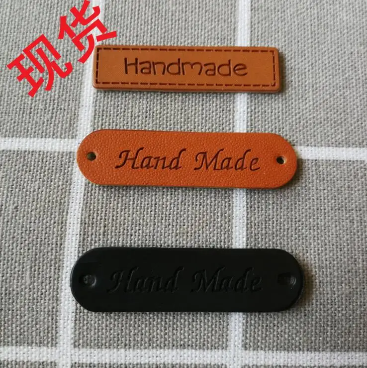 

20/pcs Brown color Handmade labels Leather Garment tags Embossed Tag DIY Jeans Jacket Cloth Craft Apparel Accessories