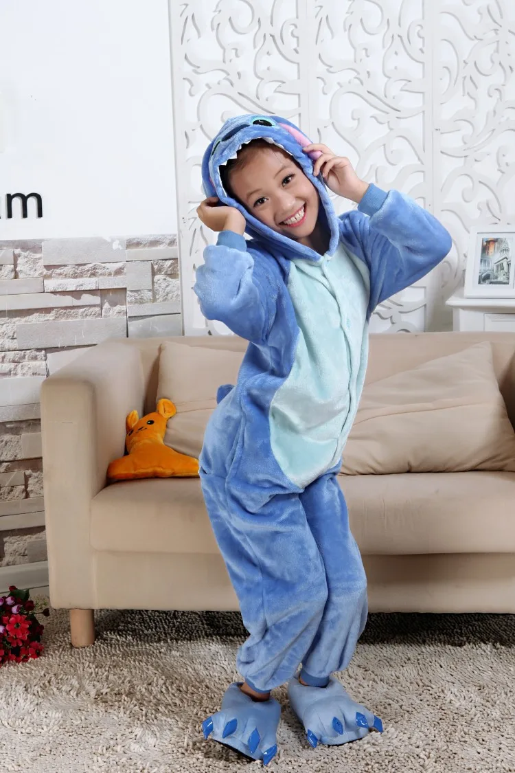 

Kids Stitch Onesie Children's Cosplay Costume Unisex Cartoon Kigurumi Pajamas Party dress Nightgown clothing Infantil Menino