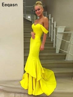 Элегантное вечернее платье русалки,, милое декольте, Многоуровневое, желтое, в африканском стиле, официальное, выпускное платье, вечерние платья, Robe De Soiree