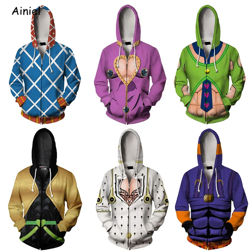 

Anime JoJo's Bizarre Adventure Hoodie Sweatshirt JoJo Thin Hoodies Casual Zipper Casual Hooded Tops Coat Outfit for Men Boys