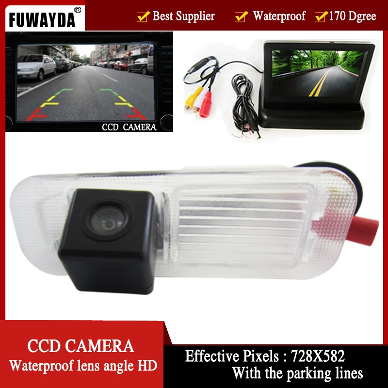 FUWAYDA Color CCD Car Rear View Camera for Kia K2 RIO Sedan with 4.3 Inch foldable LCD TFT Monitor HD | Автомобили и мотоциклы