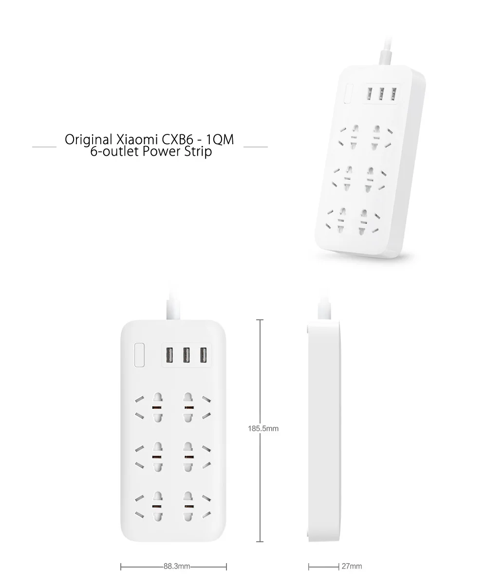 Xiaomi Smart power Strip 2.1A Зарядка 3 USB удлинитель 6 Стандартный гнездовой адаптер США Великобритания ЕС AU