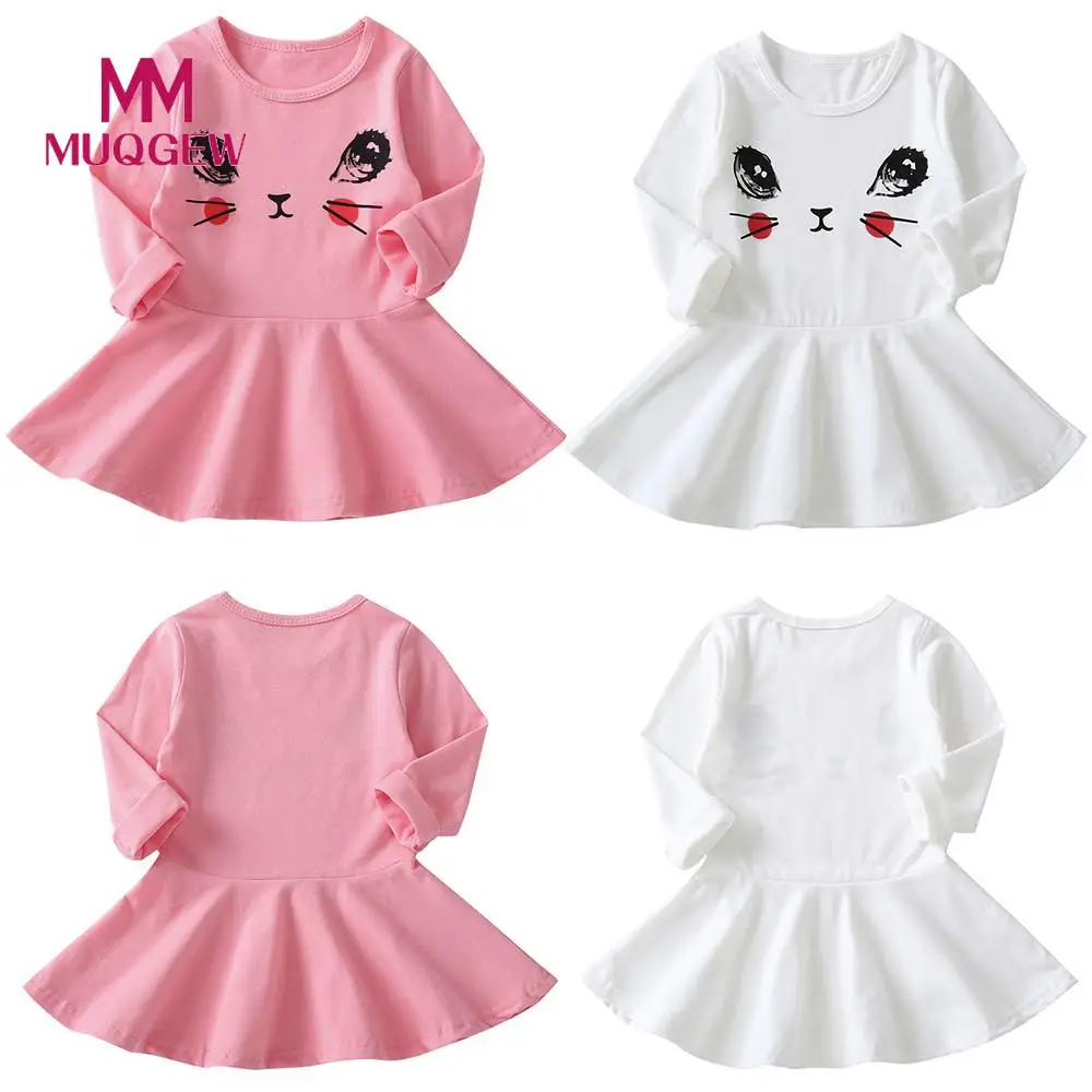 

MUQGEW Summer Girls Dress Infant Kids Eyes Printing Sundress Long Sleeve Clothes Kid Girls Casual Dresses /PY