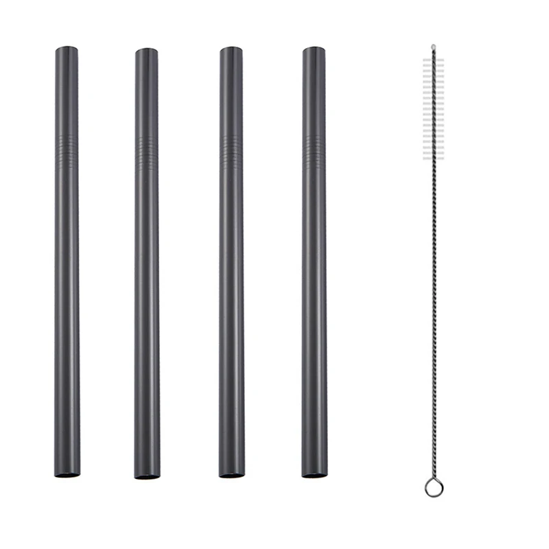 12mm Black EKIND 12 мм многоразовые соломинки 304 Нержавеющая сталь крепкий изогнутые прямые пить соломы с щетка для очистки бар вечерние аксессуары - Цвет: 12mm Black