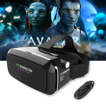 2017 Shinecon VR Pro Virtual Reality 3D Glasses Headset VRBOX Head Mount Google Cardboard Helmet For Smartphone 4-6'+ Remote