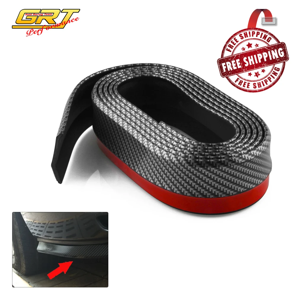 Free Shipping New Black Soft Carbon fiber Rubber Car bumper Strip 48mm