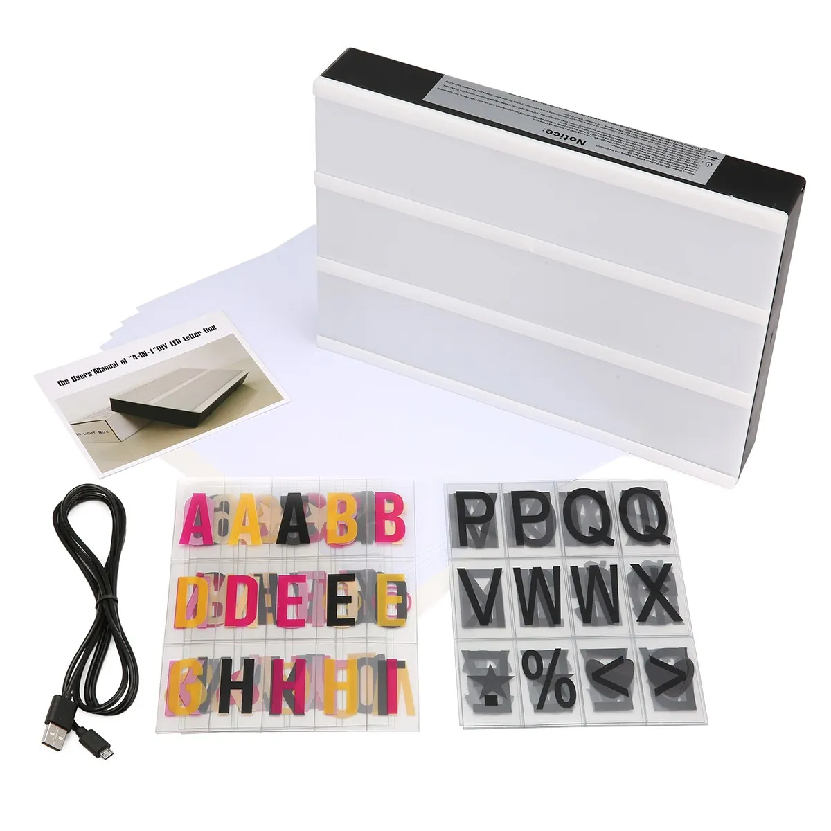

1Set 30*22cm Led Night Light Box with DIY Black Table Lamp Letter notice lamp Box LED Cinema Light box Art Desk Lights Gifts