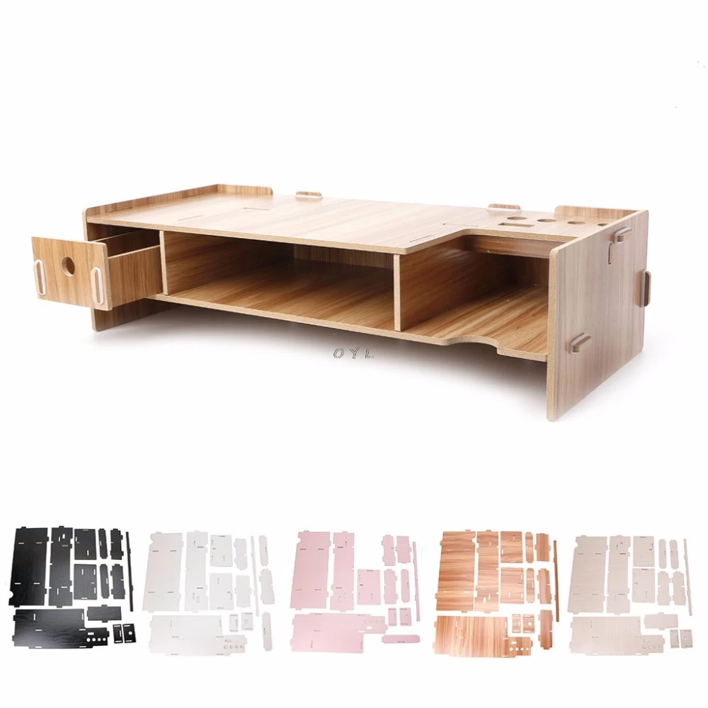  High Quality Wooden Desktop Monitor Riser TV Stand Holder Over Keyboard Desk Organizer Storage Spac