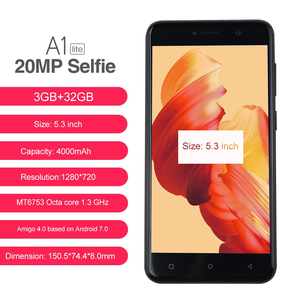 Глобальная версия Gionee A1 lite 3 ГБ Оперативная память + 32 Встроенная 5 дюймов Android 7 0