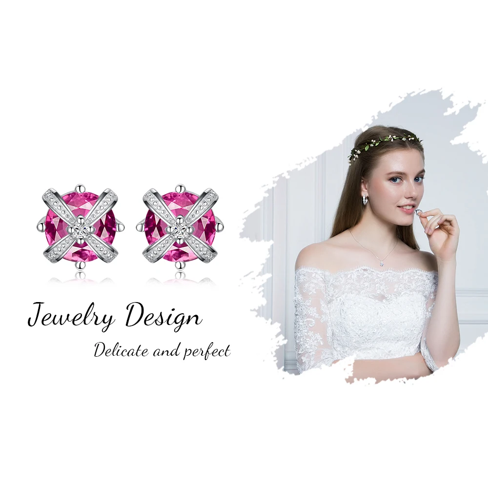 JewelryPalace Crown 5ct розовые сапфировые серьги с цирконием кубической огранки 925 пробы
