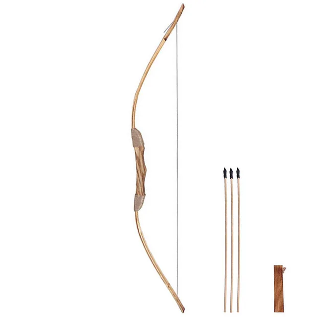 Online NEUE Leistungsstarke Holz Holz Bogen Mit 3 Pfeile Und Köcher Kinder Spielzeug Holz Bogenschießen Bogen DIY Set