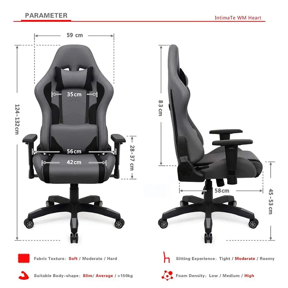 IntimaTe WM Fabric Gaming Computer Chair Breathable Racing Office armchair Ergonomic Swivel High Back Recliner Chair A35