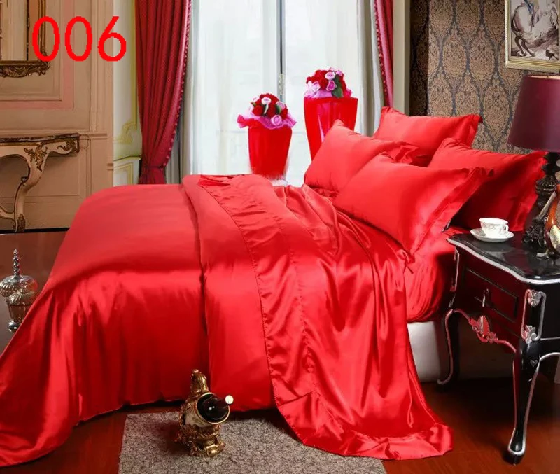 

Red Tribute Silk Duvet Cover Twin Full Queen King 150x200cm 200x230cm 220x240cm Bed Quilt Cover Comforter Covers Home Bedding