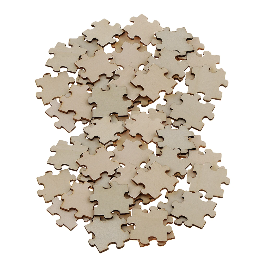 100pcs Unfinished Wood Puzzle Pieces,Freeform Blank Puzzle for Home Decorations
