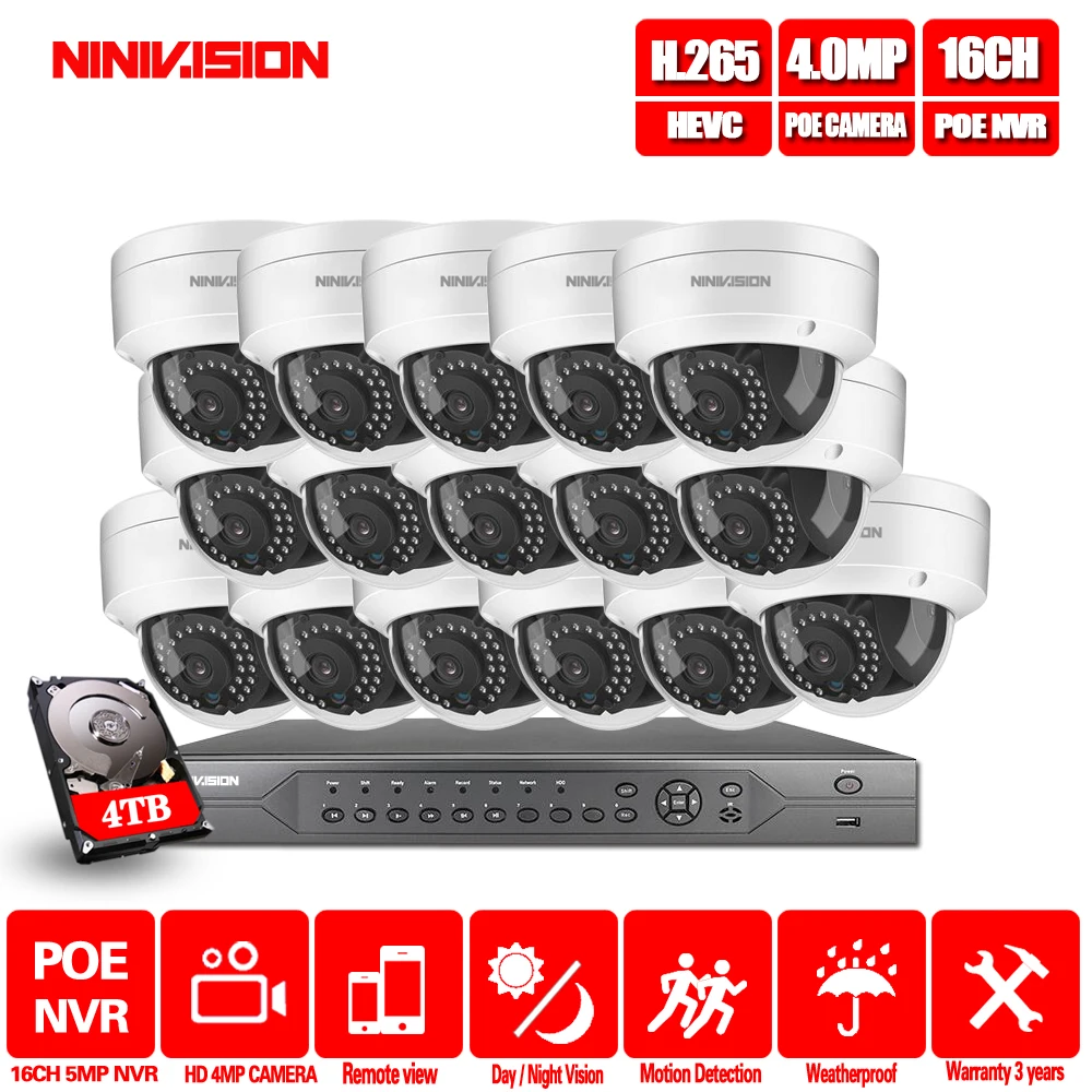  16CH 2MP 4MP 5MP POE NVR CCTV Sistema de Seguridad 16 Uds IR al aire libre grabación de Audio inter