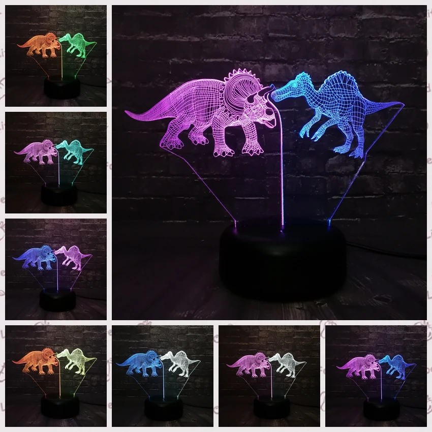 Парк Юрского периода Динозавр ночник 3D светодиодный микс двойной цвет лампа для детей ребенок сон свет мальчик подарок мультфильм ребенок База свет